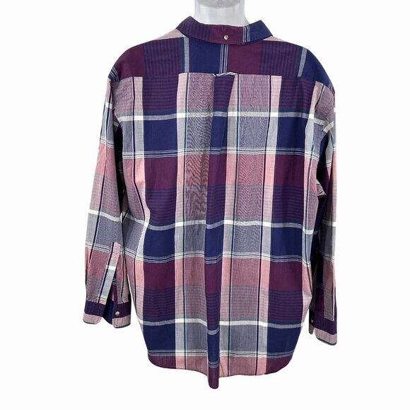 VINTAGE GANT MEN'S PURPLE FOXHUNT PLAID BUTTON-DOWN LONG SLEEVE SHIRT - 2XBIG - Picture 3 of 4